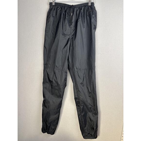 Vintage Nike Pants Women's Large Black Windbreaker Track Ankle Zip Swoosh Logo - Picture 1 of 16
